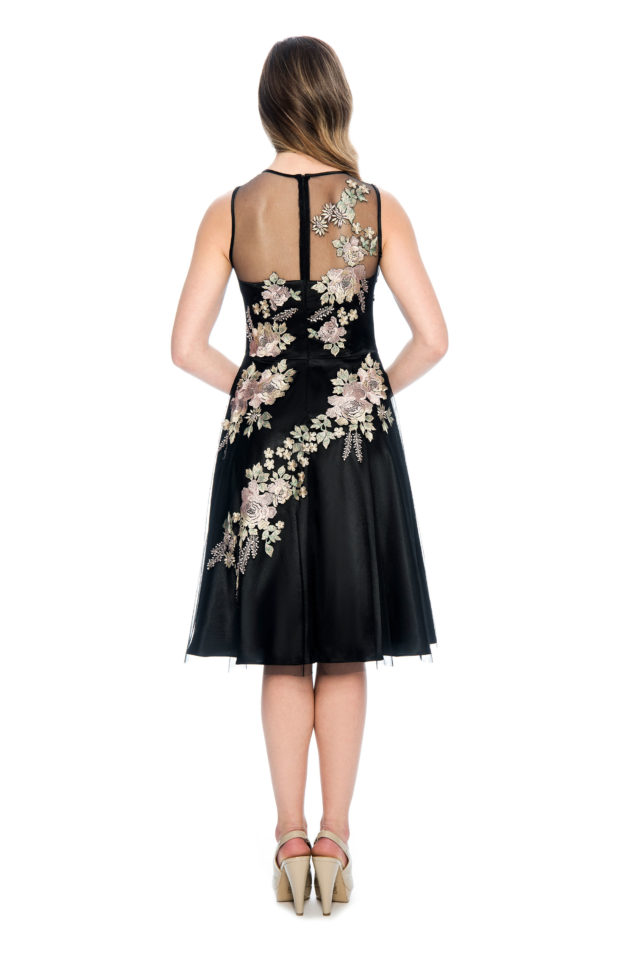 Floral embroidery short dress - bridesmaid dress - short cocktail dress