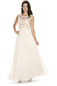 Beaded bodice flowy long gown - bridesmaid dress - mother of bride dress - wedding guest dress - formal evening dress