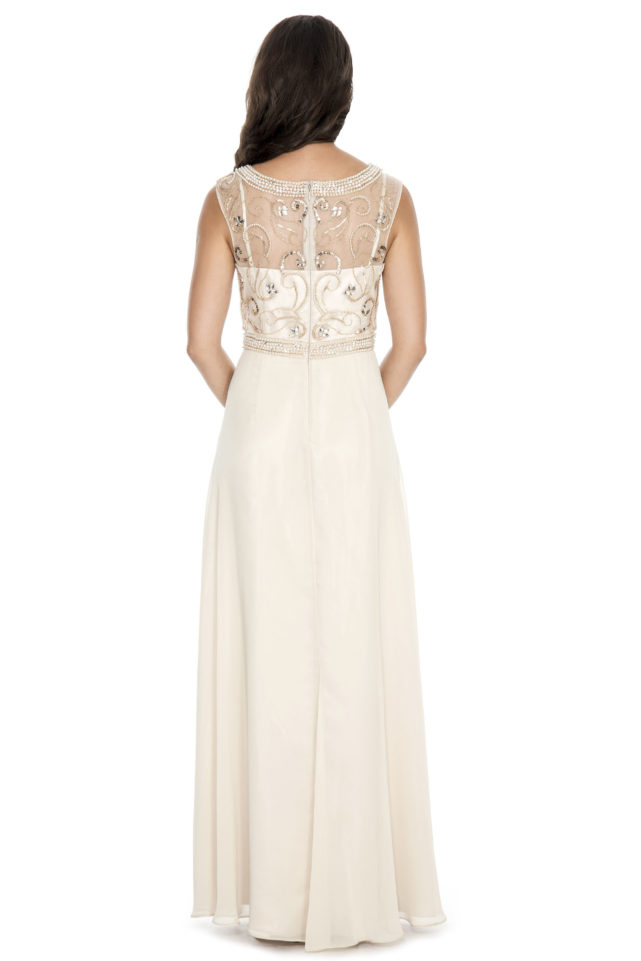 Beaded bodice flowy long gown - bridesmaid dress - mother of bride dress - wedding guest dress - formal evening dress