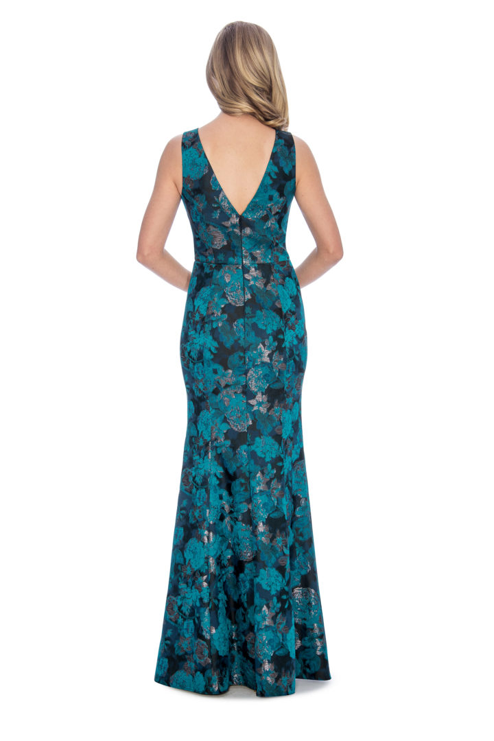 V neck, floral print, mermaid, long dress