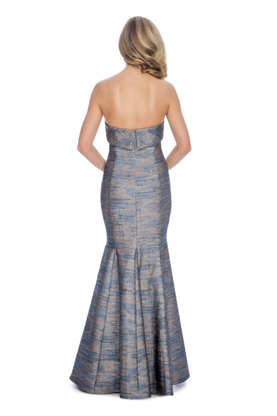 Strapless, brocade print, long dress