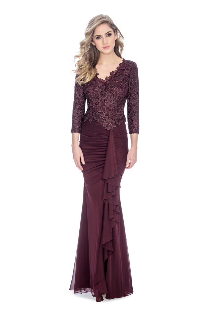 Lace top, fit and flare skirt, long dress