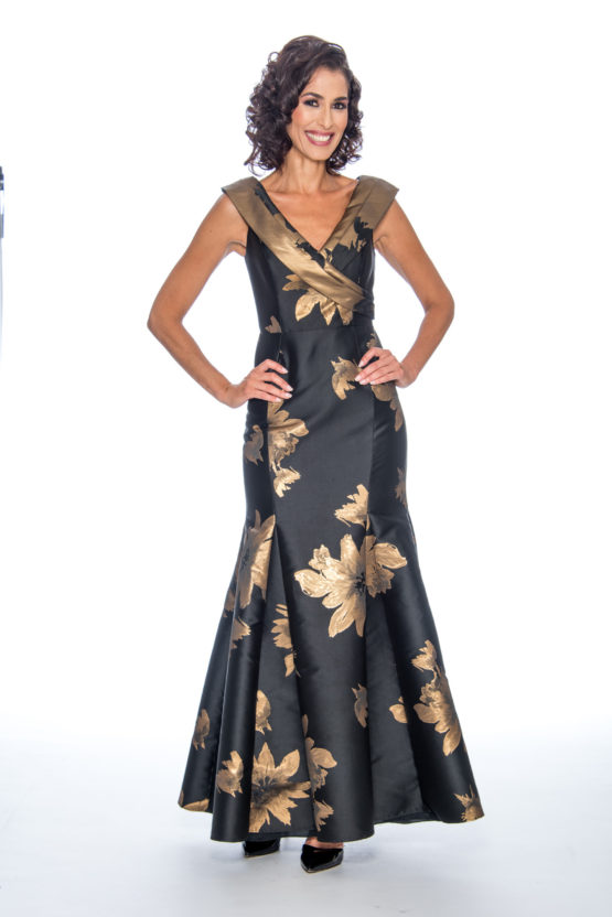 Shawl color, printed, long dress